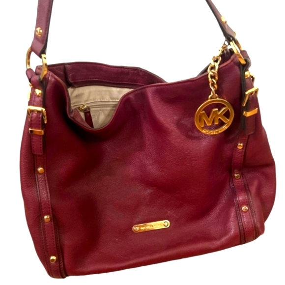 Michael Kors Large Burgundy Wine Leather Handbag - Picture 2 of 7